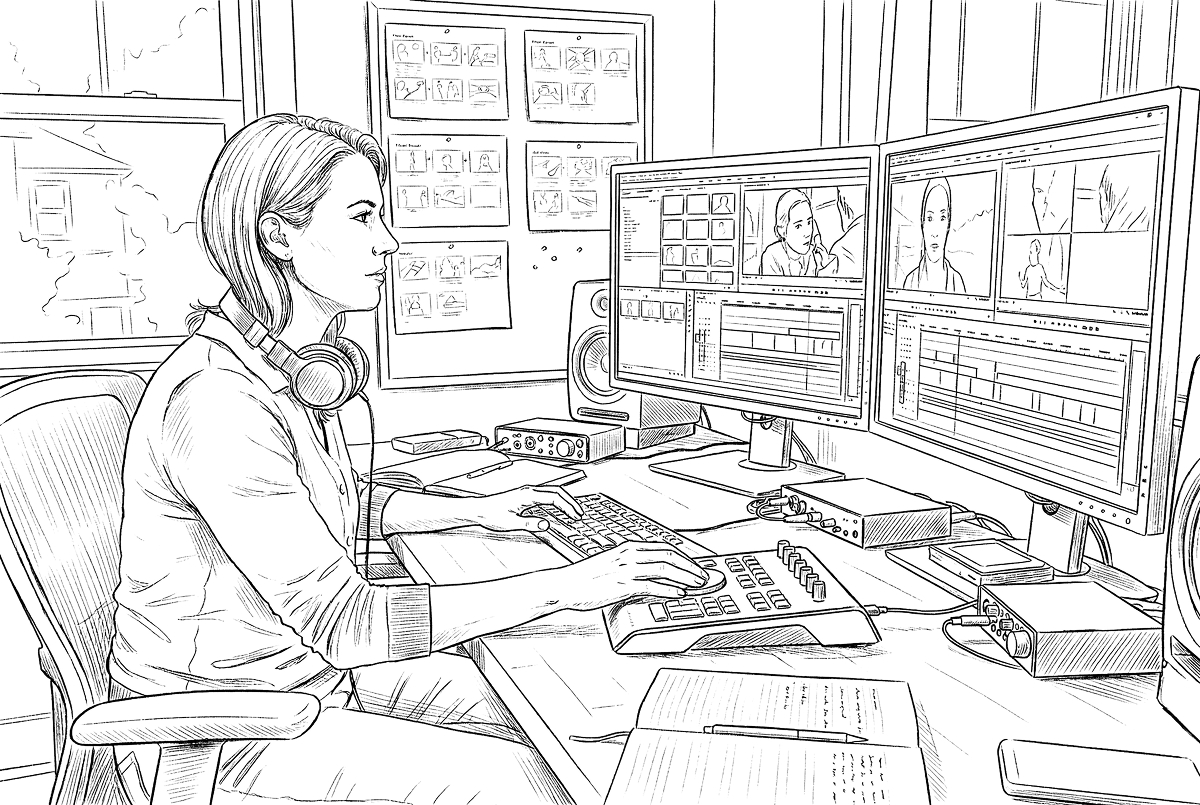 Cinema terminology illustration - Editing workflow